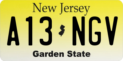 NJ license plate A13NGV