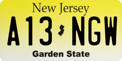 NJ license plate A13NGW