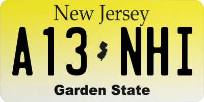 NJ license plate A13NHI