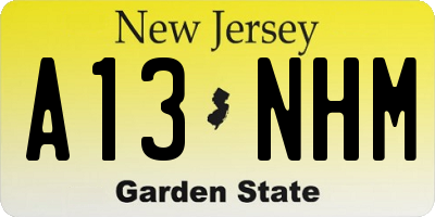 NJ license plate A13NHM
