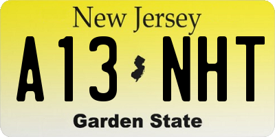 NJ license plate A13NHT