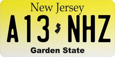 NJ license plate A13NHZ
