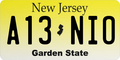 NJ license plate A13NIO
