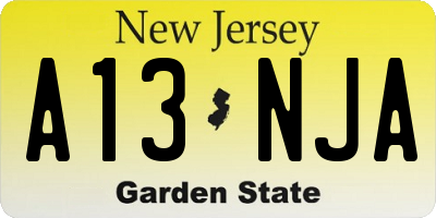 NJ license plate A13NJA