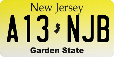NJ license plate A13NJB