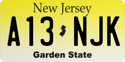 NJ license plate A13NJK