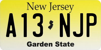NJ license plate A13NJP