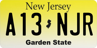 NJ license plate A13NJR