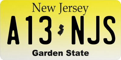 NJ license plate A13NJS