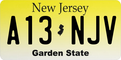 NJ license plate A13NJV