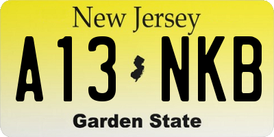 NJ license plate A13NKB