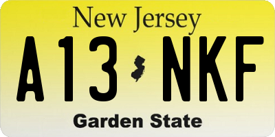 NJ license plate A13NKF