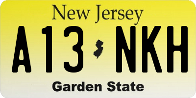 NJ license plate A13NKH