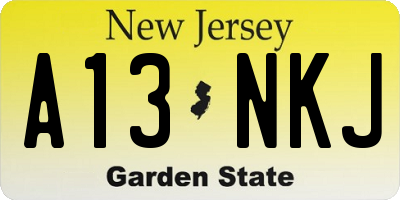 NJ license plate A13NKJ