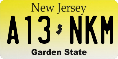 NJ license plate A13NKM