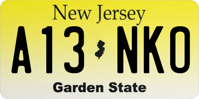 NJ license plate A13NKO