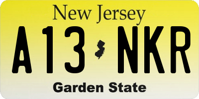 NJ license plate A13NKR
