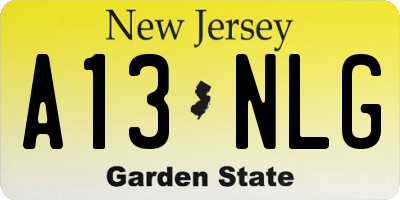 NJ license plate A13NLG