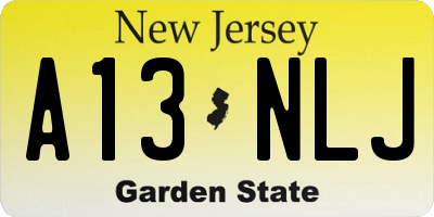 NJ license plate A13NLJ