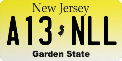 NJ license plate A13NLL