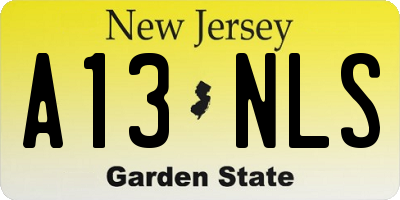 NJ license plate A13NLS