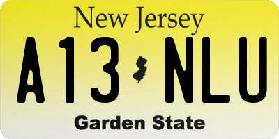 NJ license plate A13NLU
