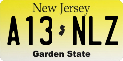 NJ license plate A13NLZ