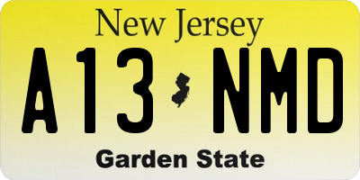 NJ license plate A13NMD
