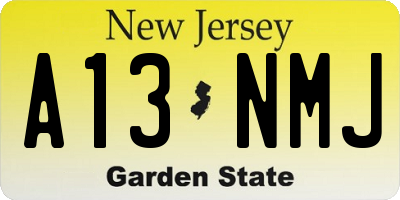NJ license plate A13NMJ