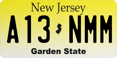 NJ license plate A13NMM