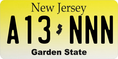 NJ license plate A13NNN