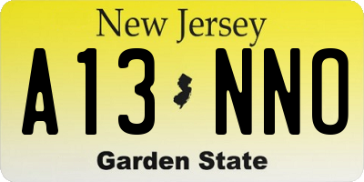 NJ license plate A13NNO