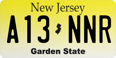 NJ license plate A13NNR