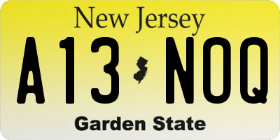 NJ license plate A13NOQ