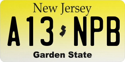 NJ license plate A13NPB