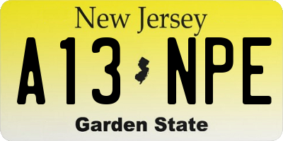 NJ license plate A13NPE
