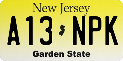 NJ license plate A13NPK
