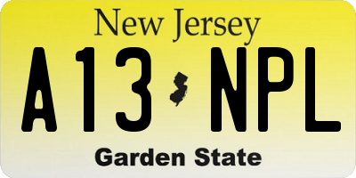 NJ license plate A13NPL