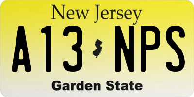NJ license plate A13NPS