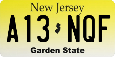 NJ license plate A13NQF