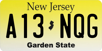NJ license plate A13NQG
