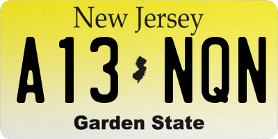 NJ license plate A13NQN