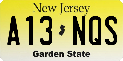 NJ license plate A13NQS