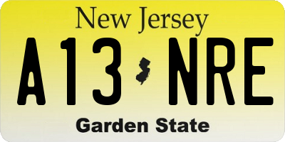 NJ license plate A13NRE