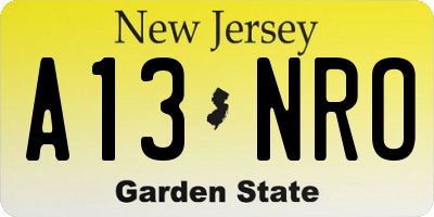 NJ license plate A13NRO