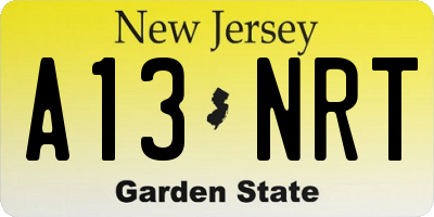 NJ license plate A13NRT