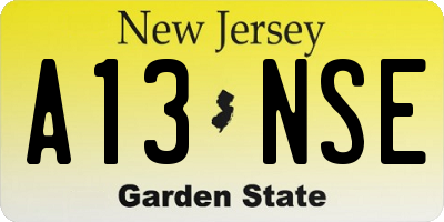 NJ license plate A13NSE