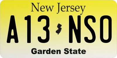 NJ license plate A13NSO
