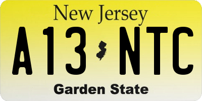 NJ license plate A13NTC