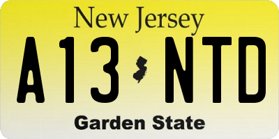 NJ license plate A13NTD